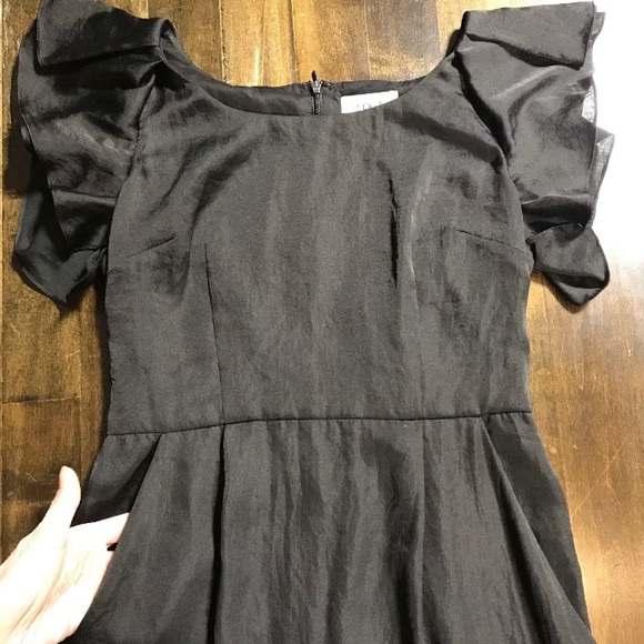 LOFT Women’s Satin Sheath Dress Flutter Sleeves - Picture 3 of 8